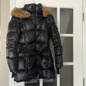 Aqua Black Puffer Coat